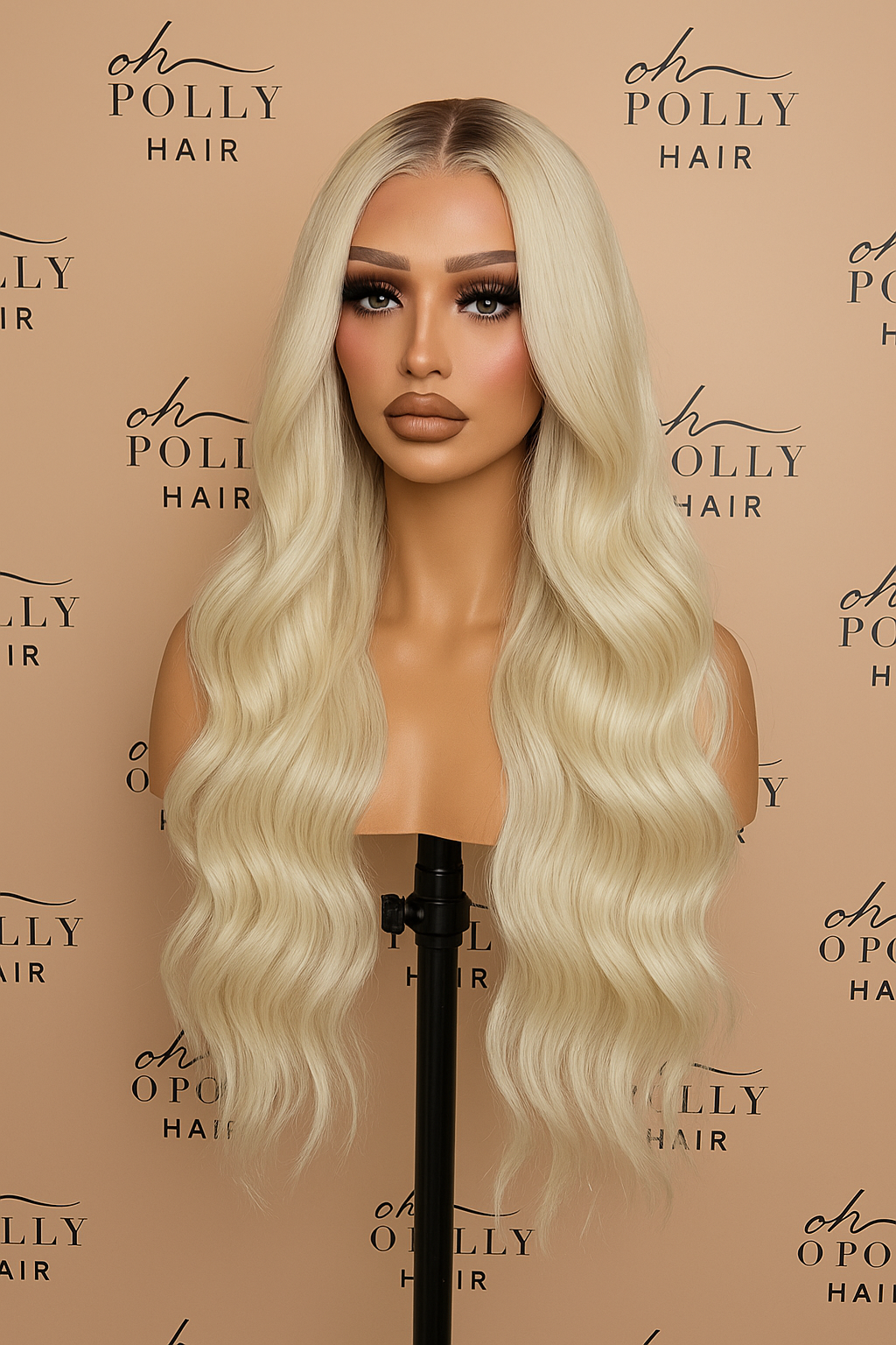 Platinum Blonde Lace-Front Wig with Soft Waves -PollyHair Collection