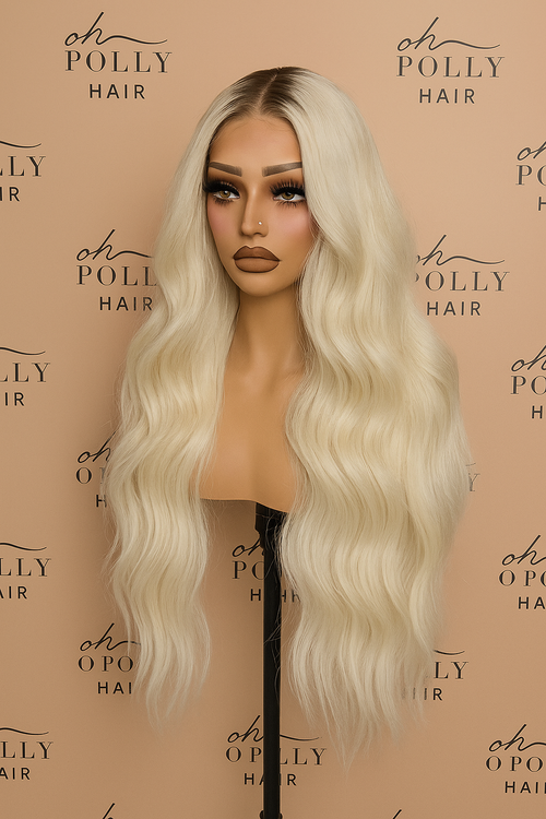 Platinum Blonde 100% Human Hair Wig with Soft Waves for White Women